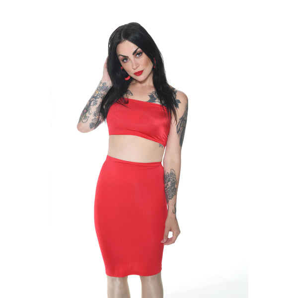 Fashion nova shop red pencil skirt